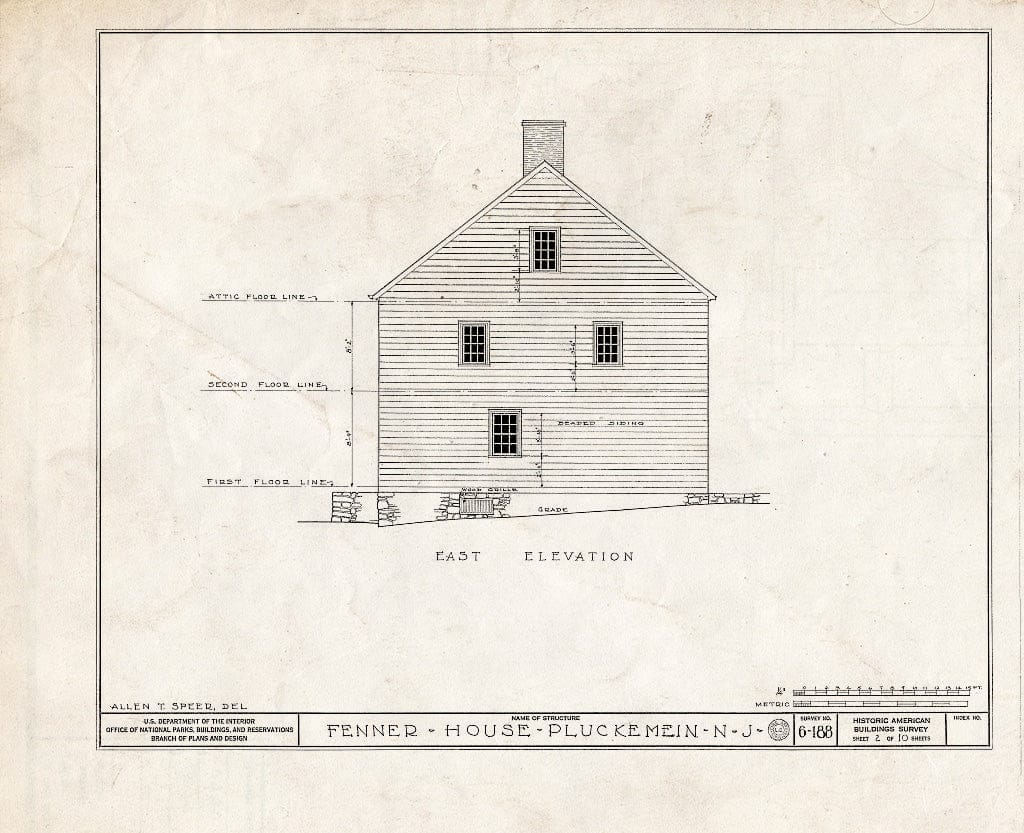 Blueprint HABS NJ,18-PLUK,1- (Sheet 2 of 10) - John Fenner House, Pluckemin, Somerset County, NJ