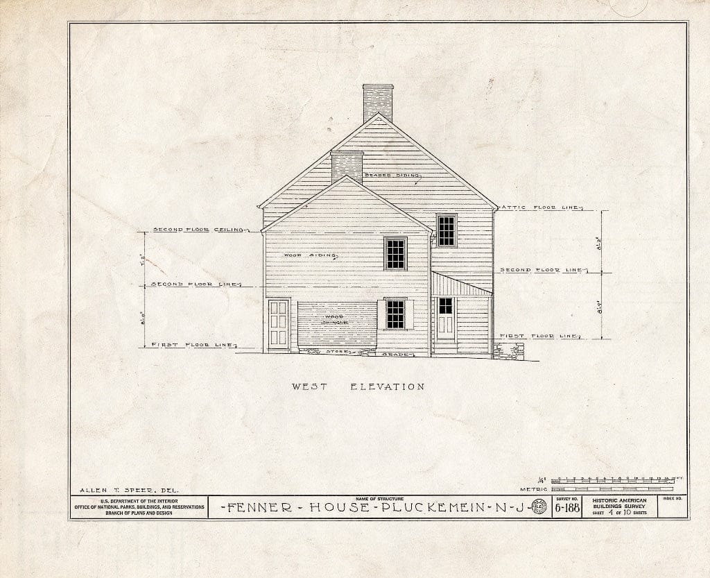 Blueprint HABS NJ,18-PLUK,1- (Sheet 4 of 10) - John Fenner House, Pluckemin, Somerset County, NJ