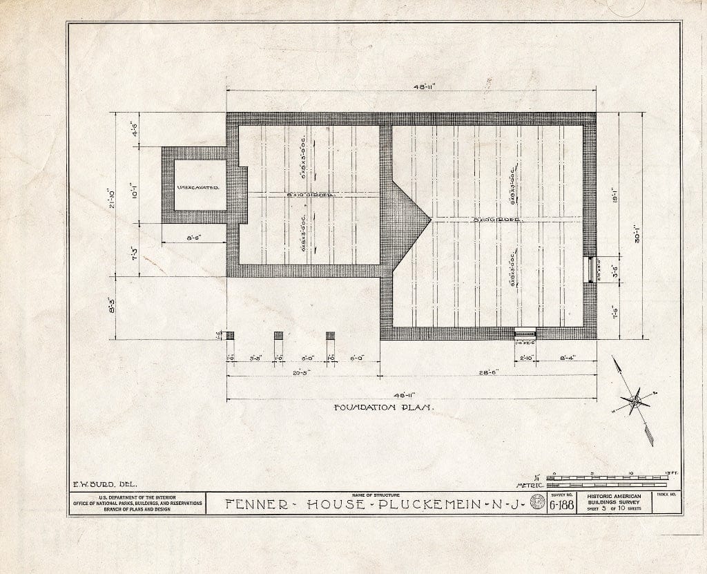 Blueprint HABS NJ,18-PLUK,1- (Sheet 5 of 10) - John Fenner House, Pluckemin, Somerset County, NJ