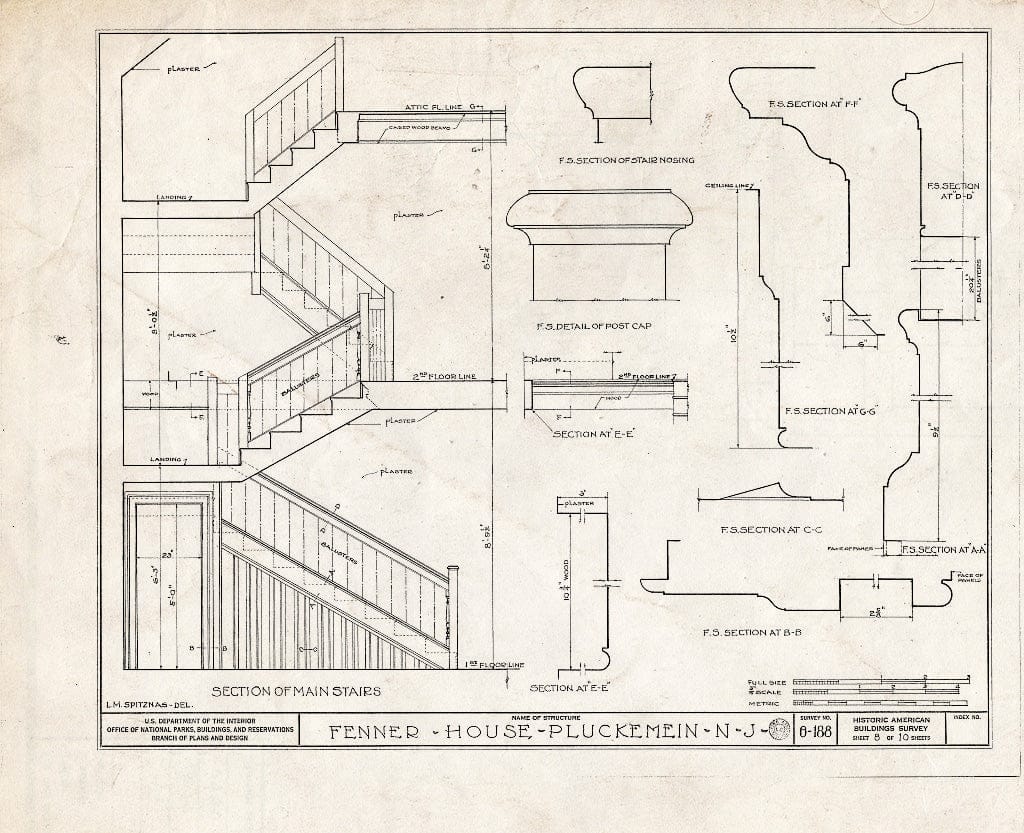 Blueprint HABS NJ,18-PLUK,1- (Sheet 8 of 10) - John Fenner House, Pluckemin, Somerset County, NJ