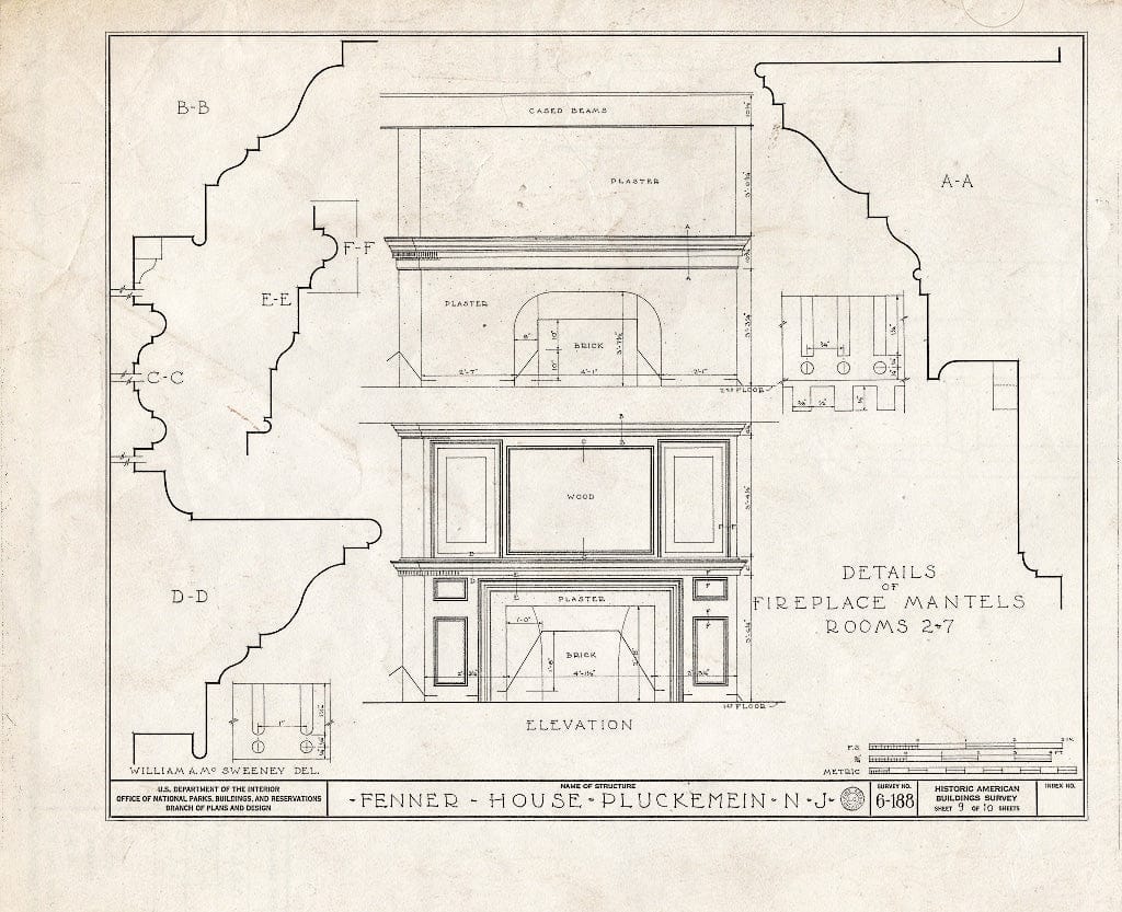 Blueprint HABS NJ,18-PLUK,1- (Sheet 9 of 10) - John Fenner House, Pluckemin, Somerset County, NJ
