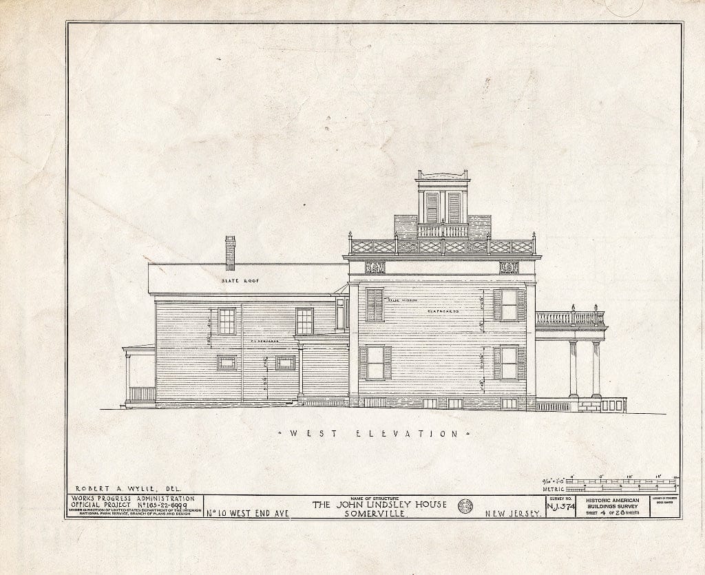 Blueprint HABS NJ,18-SOMVI,3- (Sheet 4 of 28) - John Lindsley House, 10 West End Avenue, Somerville, Somerset County, NJ