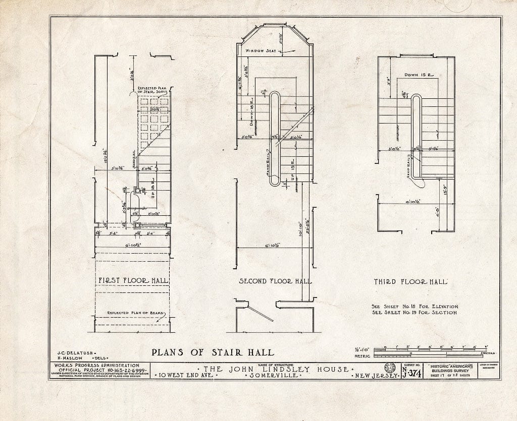 Blueprint HABS NJ,18-SOMVI,3- (Sheet 17 of 28) - John Lindsley House, 10 West End Avenue, Somerville, Somerset County, NJ