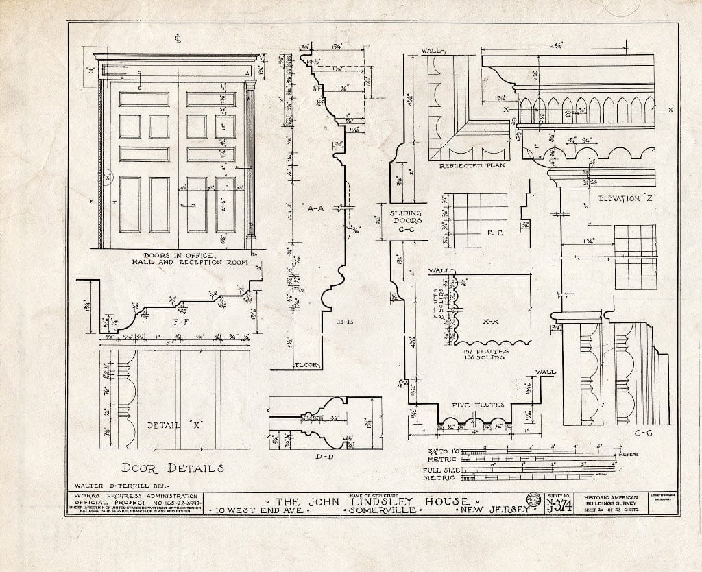 Blueprint HABS NJ,18-SOMVI,3- (Sheet 20 of 28) - John Lindsley House, 10 West End Avenue, Somerville, Somerset County, NJ