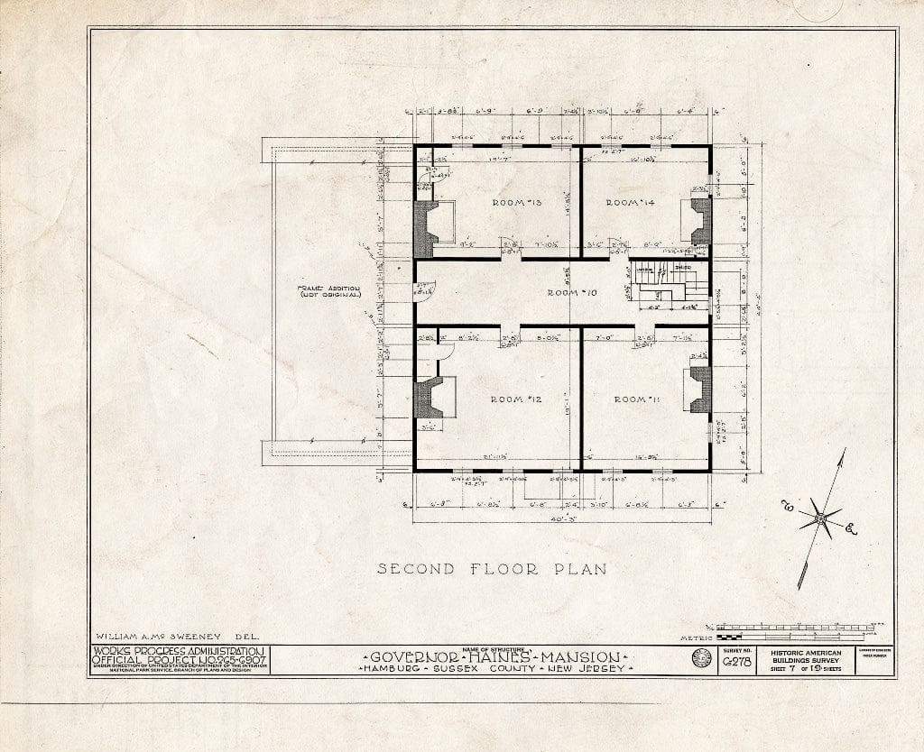 Blueprint HABS NJ,19-HAMB,1- (Sheet 7 of 19) - Governor Haines Mansion, Hamburg, Sussex County, NJ