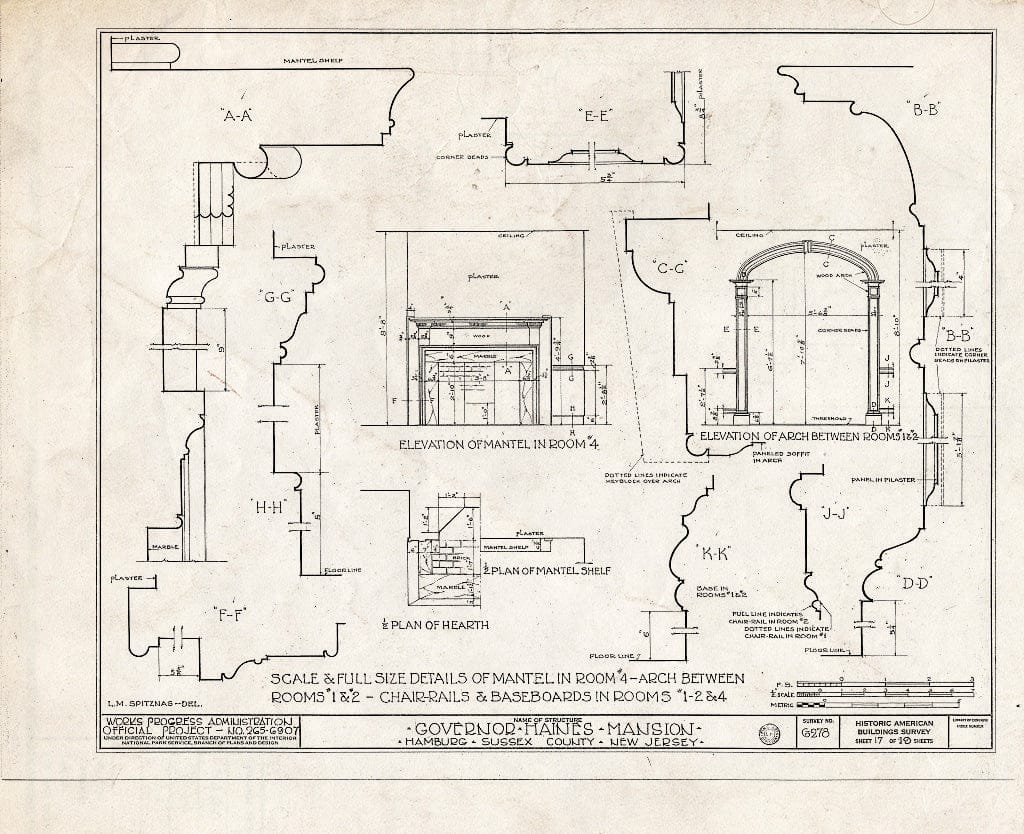 Blueprint HABS NJ,19-HAMB,1- (Sheet 17 of 19) - Governor Haines Mansion, Hamburg, Sussex County, NJ