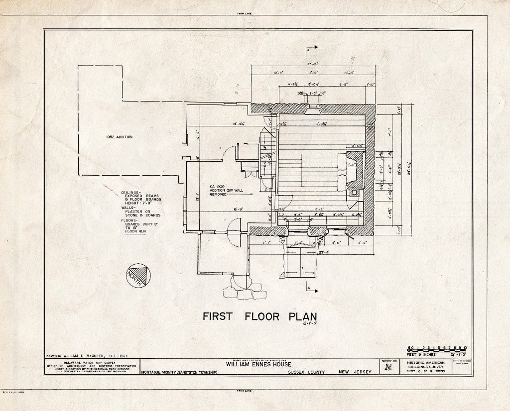 Blueprint HABS NJ,19-HOPAT.V,1- (Sheet 2 of 4) - William Ennes House, Old Mine Road, Sandyston Township, Hainesville, Sussex County, NJ