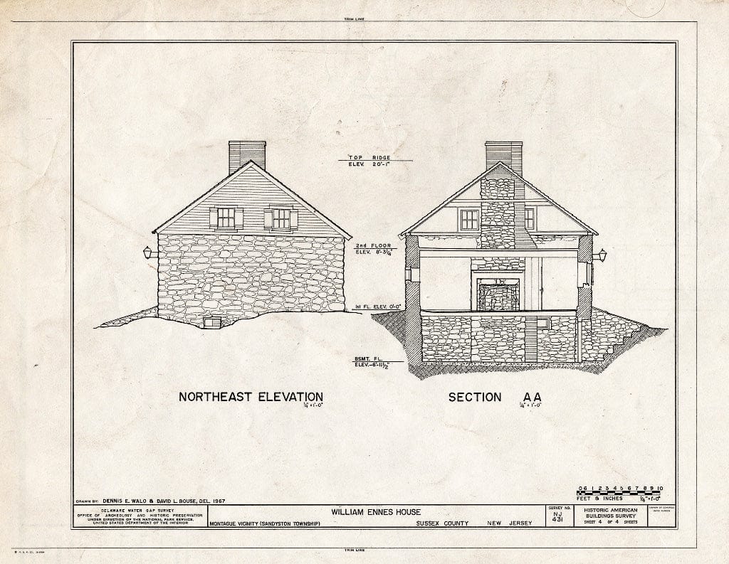 Blueprint HABS NJ,19-HOPAT.V,1- (Sheet 4 of 4) - William Ennes House, Old Mine Road, Sandyston Township, Hainesville, Sussex County, NJ