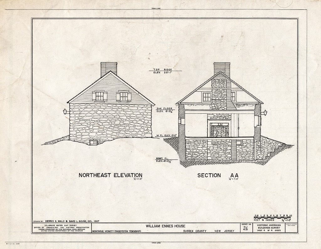 Blueprint HABS NJ,19-HOPAT.V,1- (Sheet 4 of 4) - William Ennes House, Old Mine Road, Sandyston Township, Hainesville, Sussex County, NJ