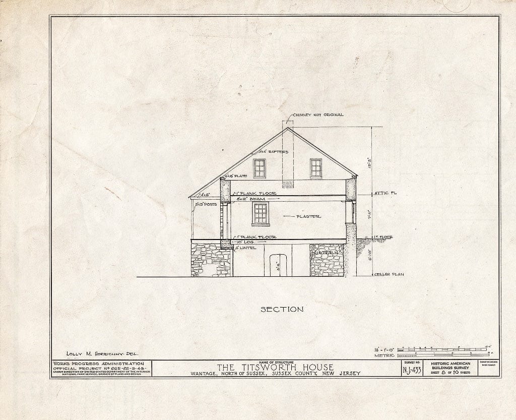 Blueprint HABS NJ,19-SUSX.V,1- (Sheet 8 of 10) - Titsworth House, State Highway 32, Wantage, Sussex County, NJ