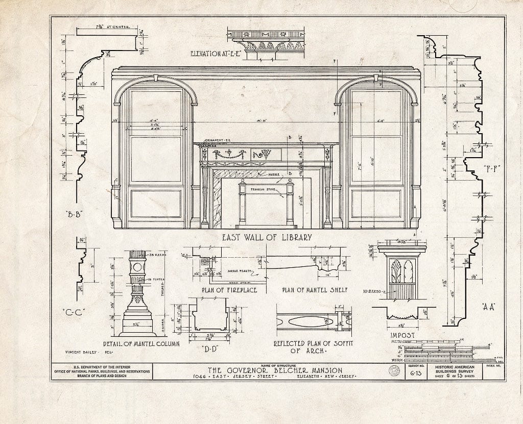 Blueprint HABS NJ,20-ELI,6- (Sheet 6 of 13) - Governor Belcher Mansion, 1046 East Jersey Street, Elizabeth, Union County, NJ