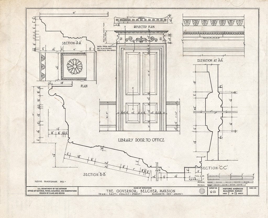 Blueprint HABS NJ,20-ELI,6- (Sheet 7 of 13) - Governor Belcher Mansion, 1046 East Jersey Street, Elizabeth, Union County, NJ
