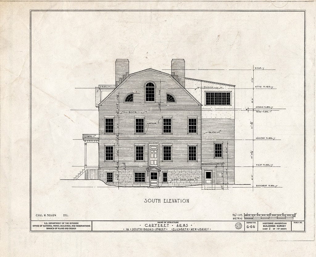 Blueprint HABS NJ,20-ELI,7- (Sheet 2 of 10) - Carteret Arms, 16 South Broad Street, Elizabeth, Union County, NJ