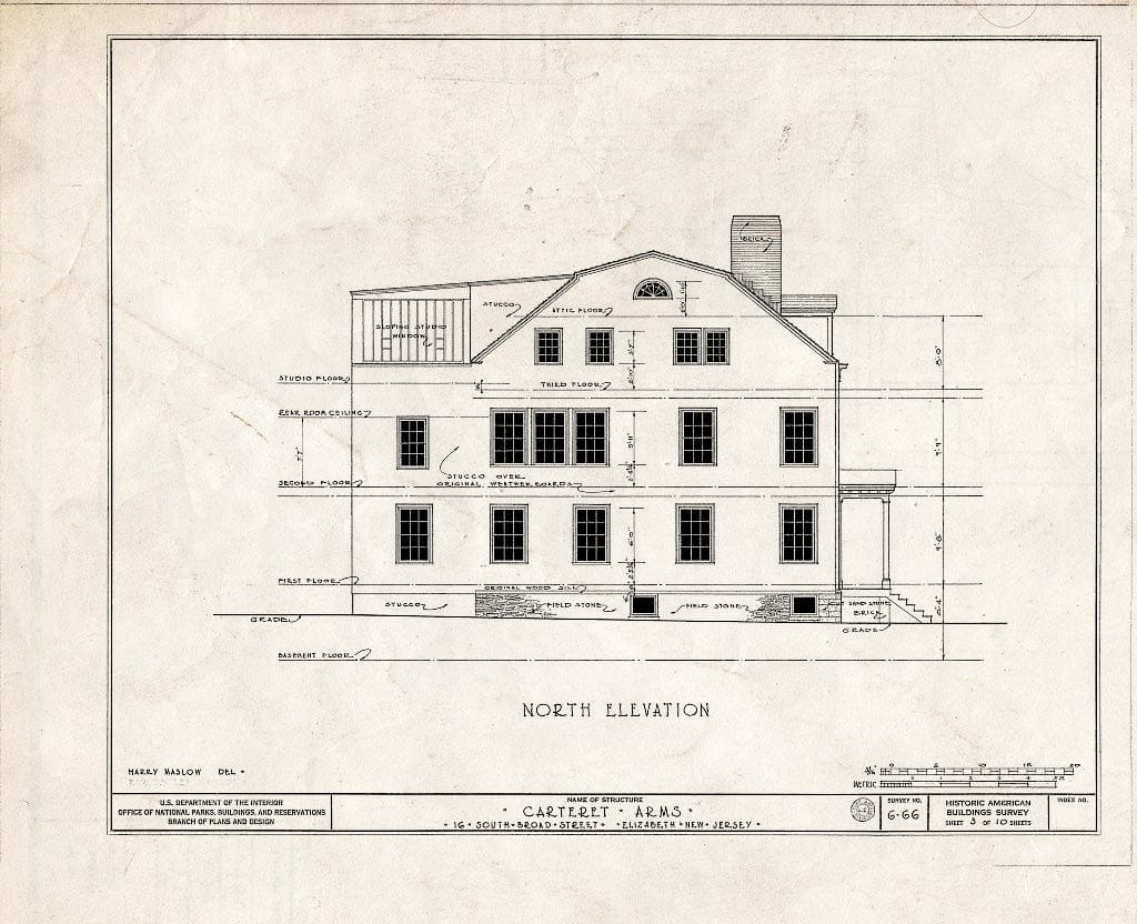 Blueprint HABS NJ,20-ELI,7- (Sheet 3 of 10) - Carteret Arms, 16 South Broad Street, Elizabeth, Union County, NJ