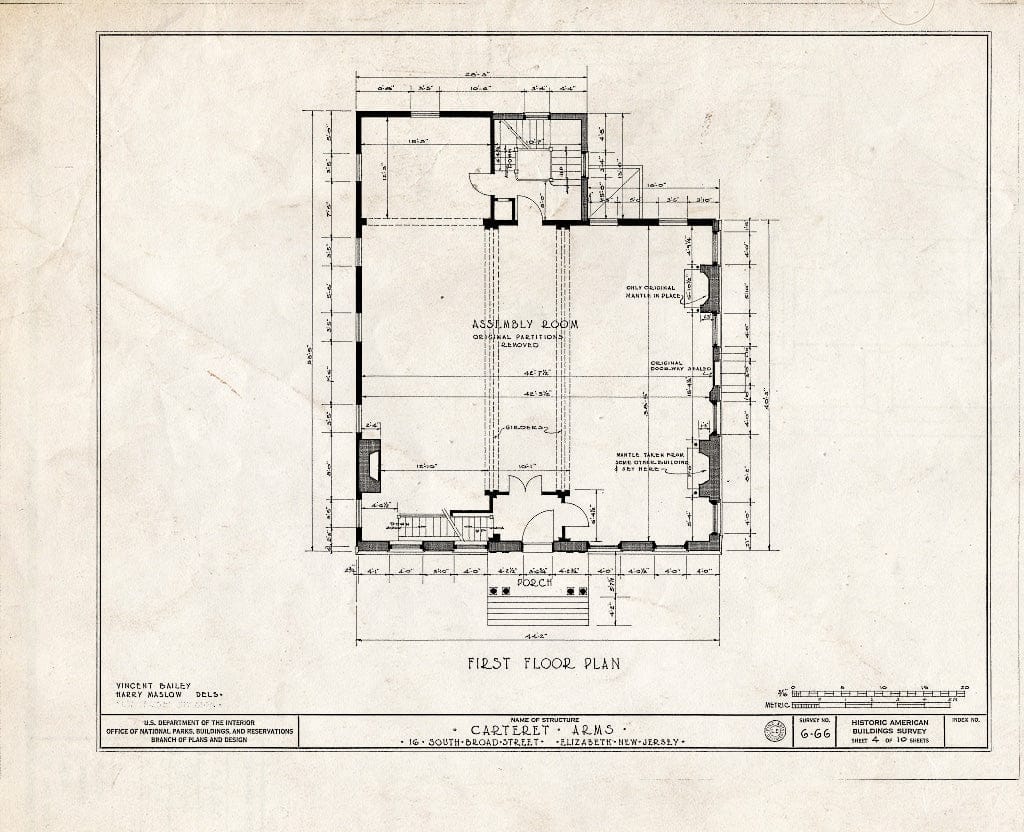 Blueprint HABS NJ,20-ELI,7- (Sheet 4 of 10) - Carteret Arms, 16 South Broad Street, Elizabeth, Union County, NJ