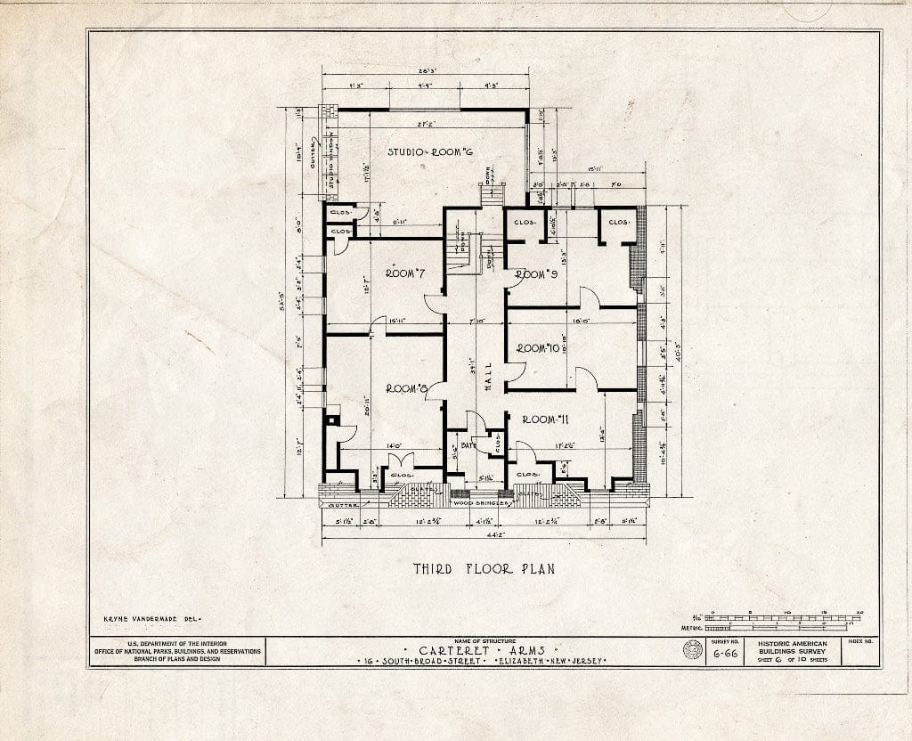 Blueprint HABS NJ,20-ELI,7- (Sheet 6 of 10) - Carteret Arms, 16 South Broad Street, Elizabeth, Union County, NJ