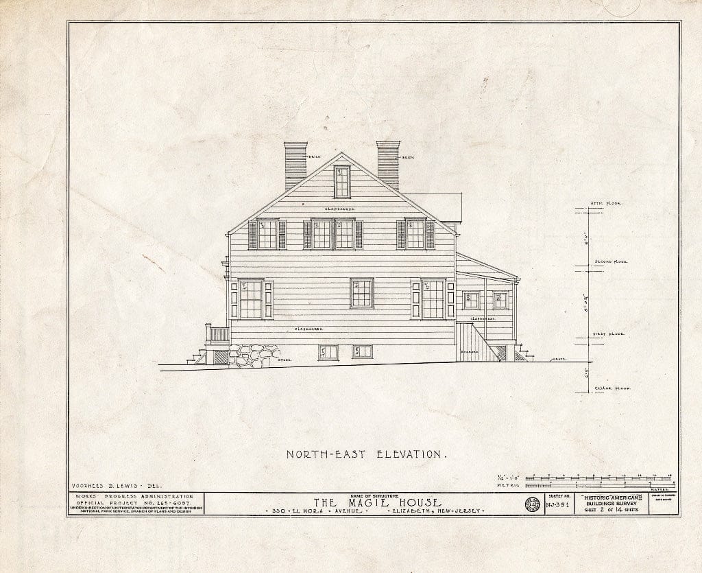 Blueprint HABS NJ,20-ELI,9- (Sheet 2 of 14) - Magie House, 330 Elmora Avenue, Elizabeth, Union County, NJ