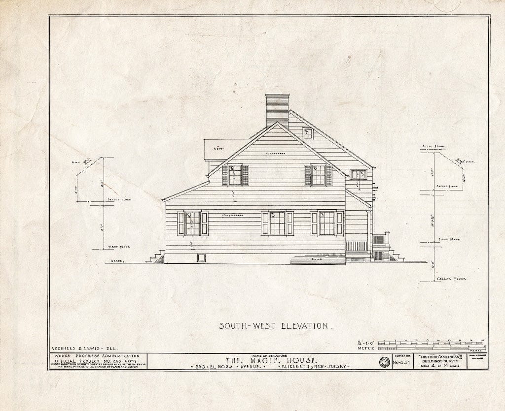 Blueprint HABS NJ,20-ELI,9- (Sheet 4 of 14) - Magie House, 330 Elmora Avenue, Elizabeth, Union County, NJ