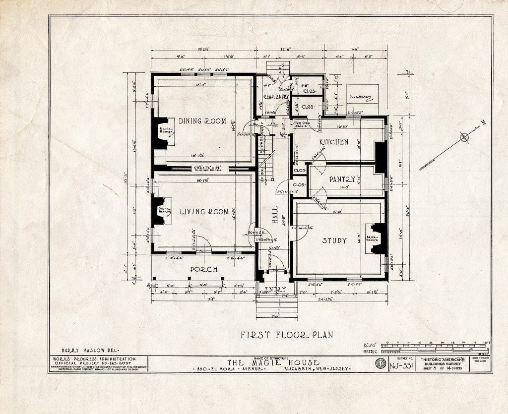 Blueprint HABS NJ,20-ELI,9- (Sheet 5 of 14) - Magie House, 330 Elmora Avenue, Elizabeth, Union County, NJ