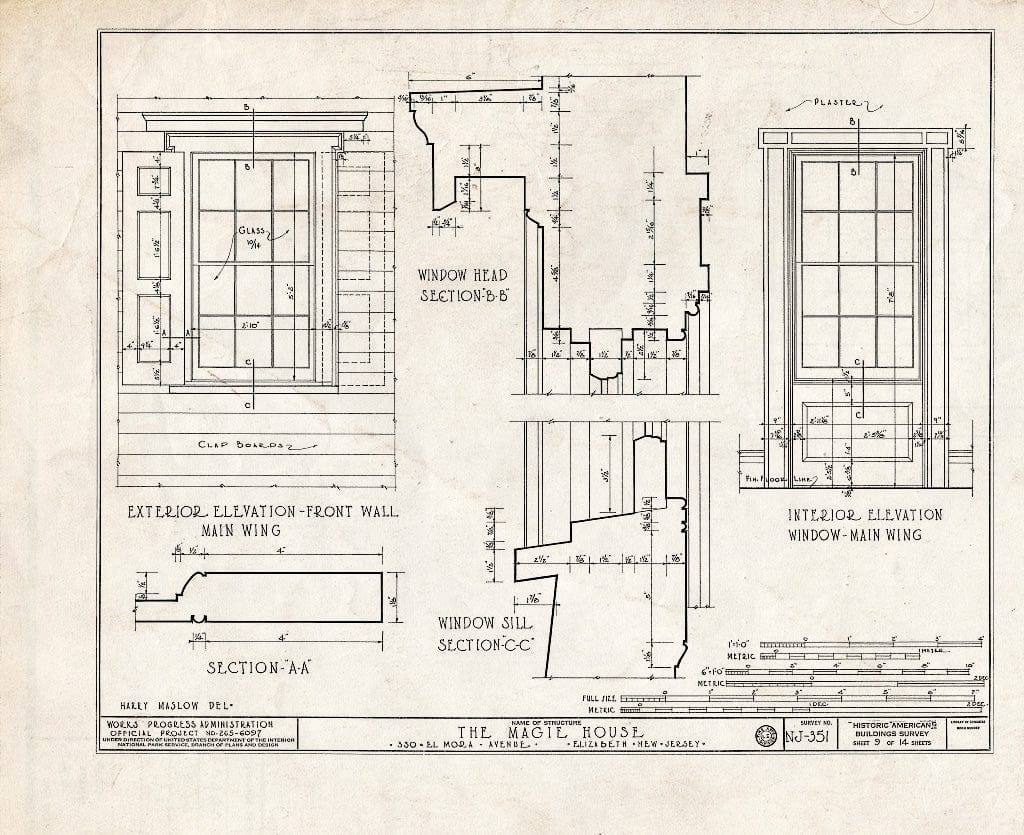 Blueprint HABS NJ,20-ELI,9- (Sheet 9 of 14) - Magie House, 330 Elmora Avenue, Elizabeth, Union County, NJ