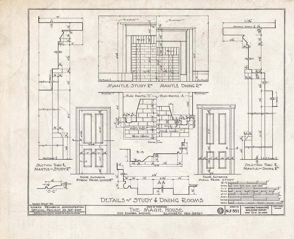 Blueprint HABS NJ,20-ELI,9- (Sheet 10 of 14) - Magie House, 330 Elmora Avenue, Elizabeth, Union County, NJ