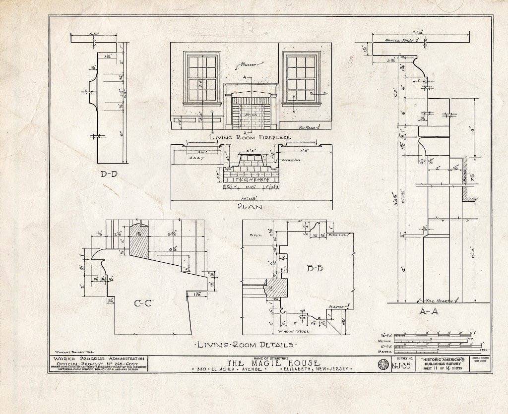 Blueprint HABS NJ,20-ELI,9- (Sheet 11 of 14) - Magie House, 330 Elmora Avenue, Elizabeth, Union County, NJ