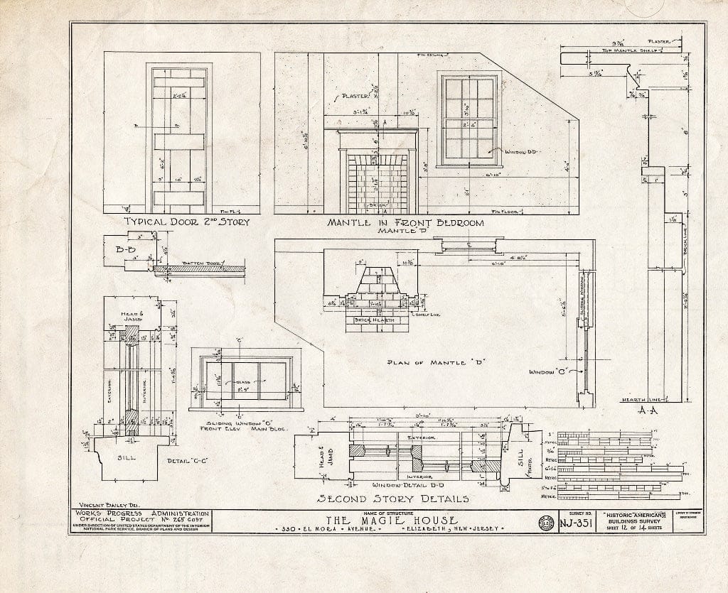 Blueprint HABS NJ,20-ELI,9- (Sheet 12 of 14) - Magie House, 330 Elmora Avenue, Elizabeth, Union County, NJ