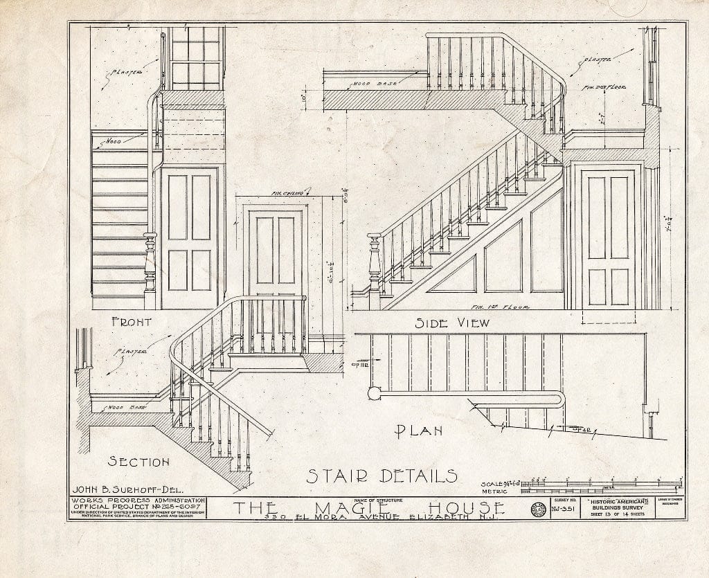 Blueprint HABS NJ,20-ELI,9- (Sheet 13 of 14) - Magie House, 330 Elmora Avenue, Elizabeth, Union County, NJ