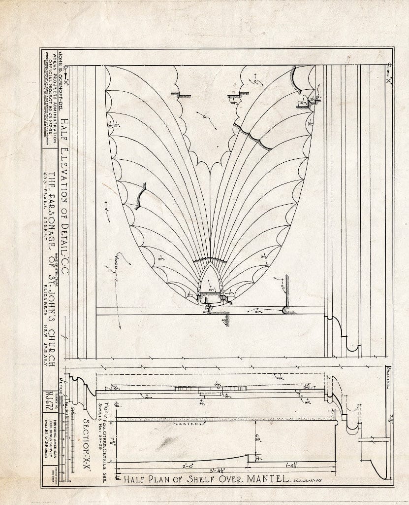 Blueprint HABS NJ,20-ELI,12- (Sheet 31 of 39) - St. John's Church, Parsonage, 633 Pearl Street, Elizabeth, Union County, NJ
