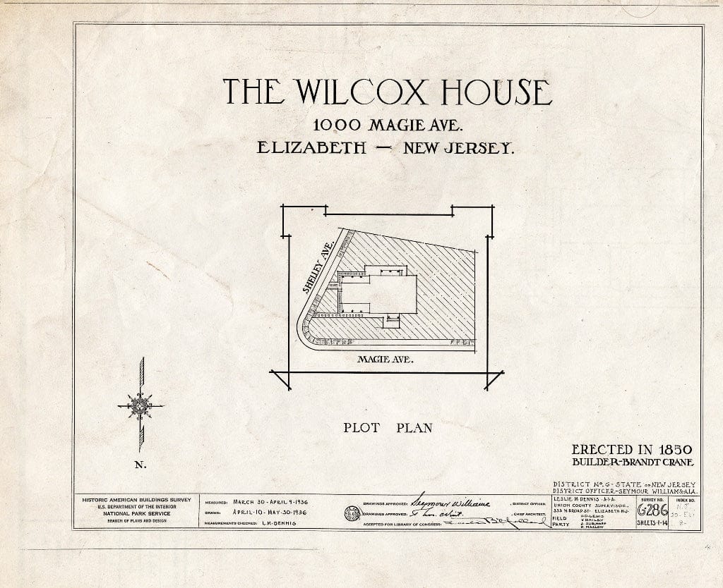 Blueprint HABS NJ,20-ELI,8- (Sheet 0 of 14) - Wilcox House, 1000 Magie Avenue, Elizabeth, Union County, NJ