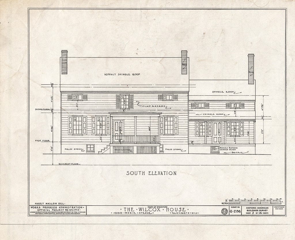 Blueprint HABS NJ,20-ELI,8- (Sheet 3 of 14) - Wilcox House, 1000 Magie Avenue, Elizabeth, Union County, NJ