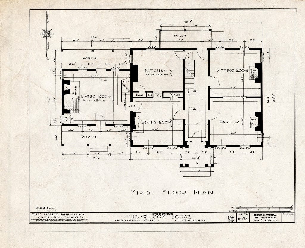 Blueprint HABS NJ,20-ELI,8- (Sheet 5 of 14) - Wilcox House, 1000 Magie Avenue, Elizabeth, Union County, NJ