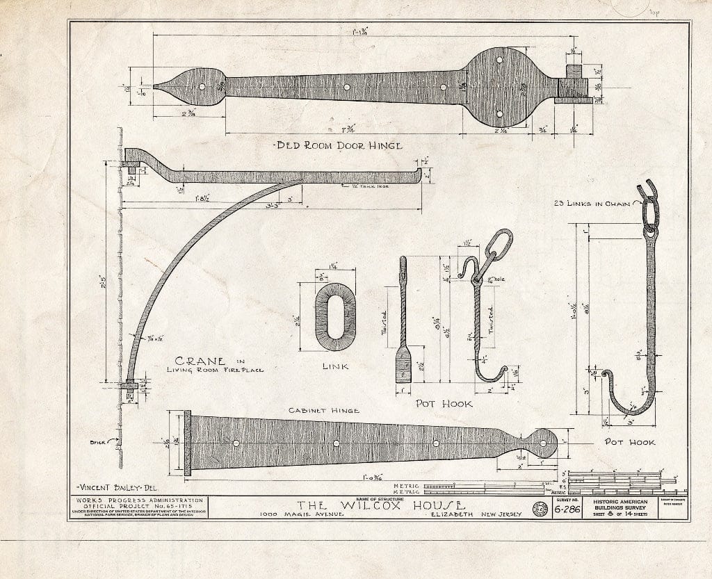 Blueprint HABS NJ,20-ELI,8- (Sheet 8 of 14) - Wilcox House, 1000 Magie Avenue, Elizabeth, Union County, NJ