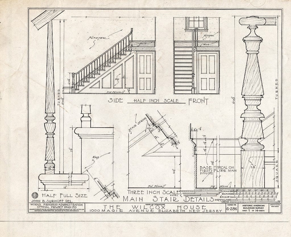 Blueprint HABS NJ,20-ELI,8- (Sheet 9 of 14) - Wilcox House, 1000 Magie Avenue, Elizabeth, Union County, NJ
