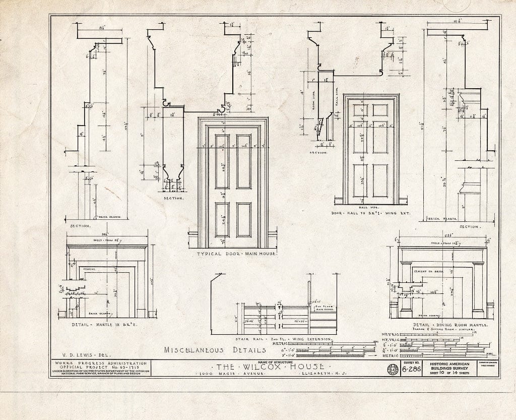 Blueprint HABS NJ,20-ELI,8- (Sheet 10 of 14) - Wilcox House, 1000 Magie Avenue, Elizabeth, Union County, NJ