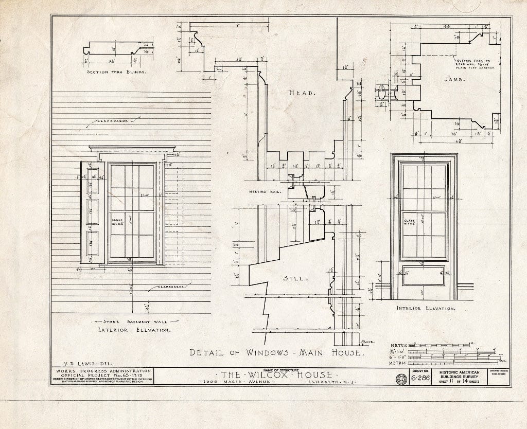 Blueprint HABS NJ,20-ELI,8- (Sheet 11 of 14) - Wilcox House, 1000 Magie Avenue, Elizabeth, Union County, NJ
