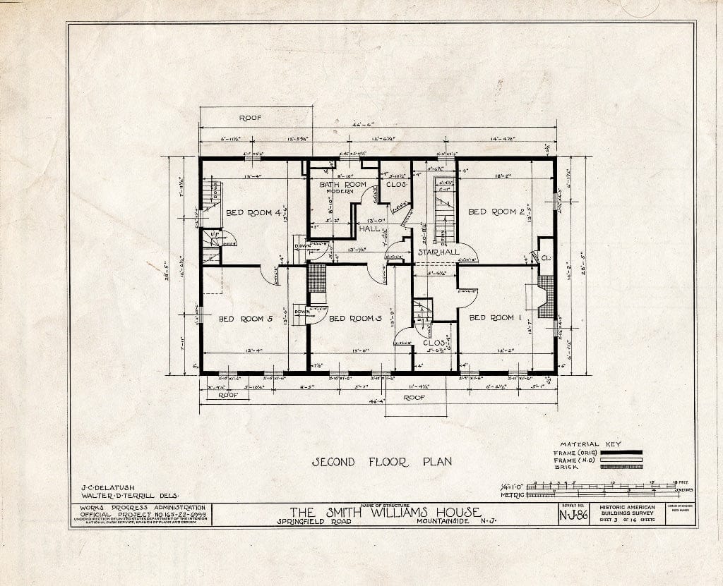 Blueprint HABS NJ,20-MOUSI,1- (Sheet 3 of 16) - Smith Williams House, Springfield Road, Mountainside, Union County, NJ