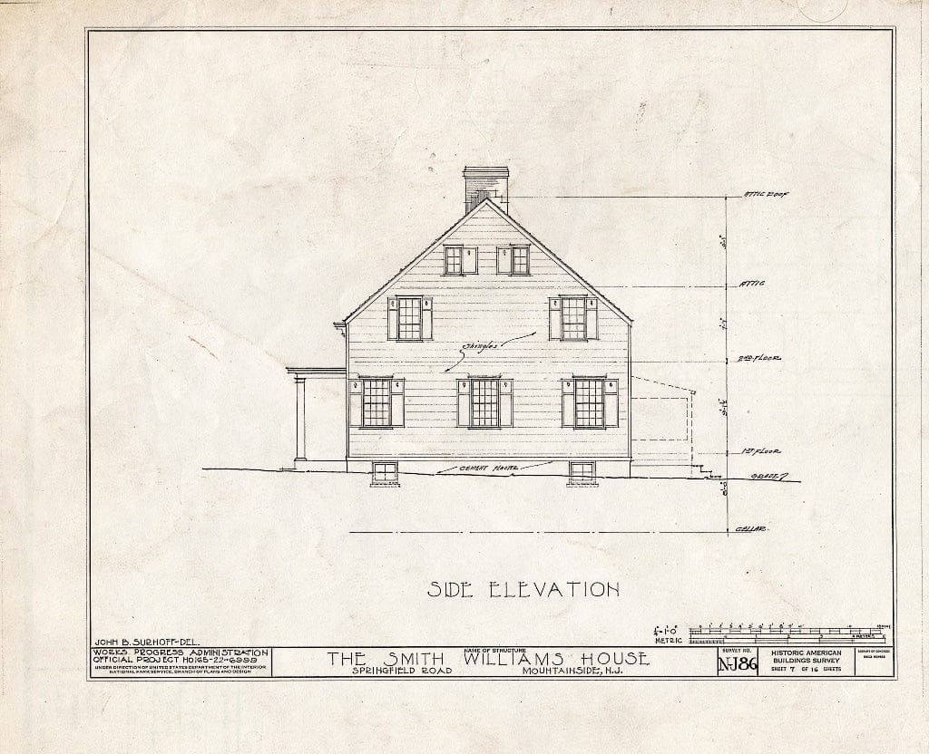 Blueprint HABS NJ,20-MOUSI,1- (Sheet 7 of 16) - Smith Williams House, Springfield Road, Mountainside, Union County, NJ
