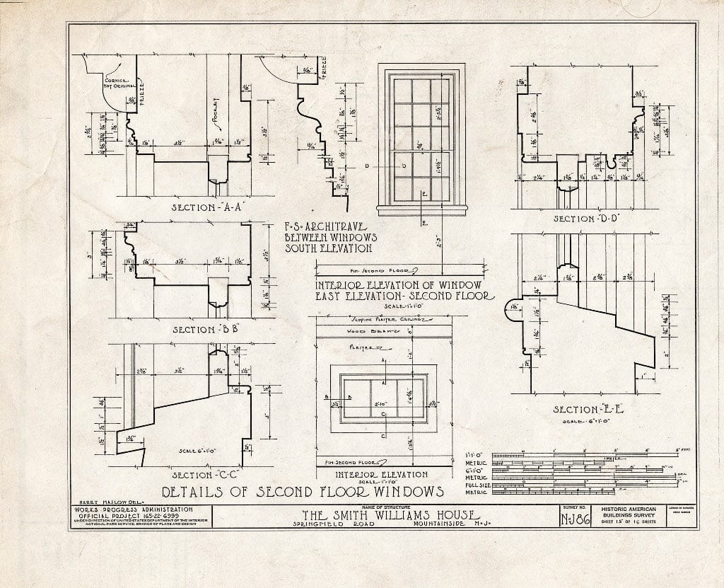 Blueprint HABS NJ,20-MOUSI,1- (Sheet 15 of 16) - Smith Williams House, Springfield Road, Mountainside, Union County, NJ