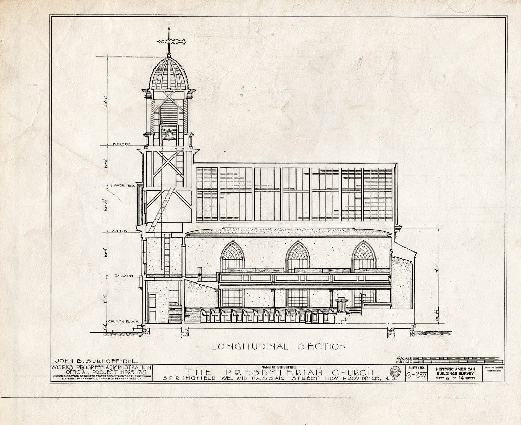 Blueprint HABS NJ,20-NEWP,1- (Sheet 8 of 14) - Presbyterian Church, Springfield Avenue & Passaic Street, New Providence, Union County, NJ