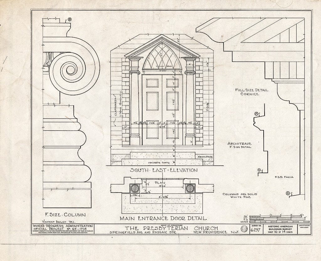 Blueprint HABS NJ,20-NEWP,1- (Sheet 10 of 14) - Presbyterian Church, Springfield Avenue & Passaic Street, New Providence, Union County, NJ