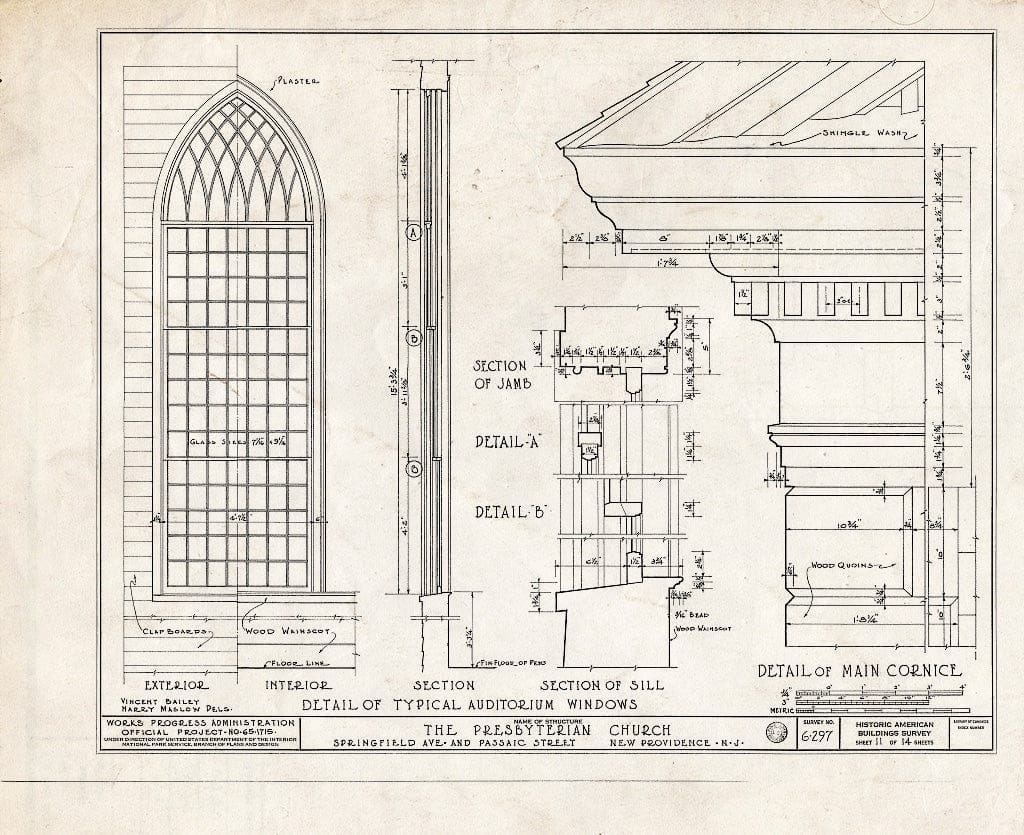 Blueprint HABS NJ,20-NEWP,1- (Sheet 11 of 14) - Presbyterian Church, Springfield Avenue & Passaic Street, New Providence, Union County, NJ