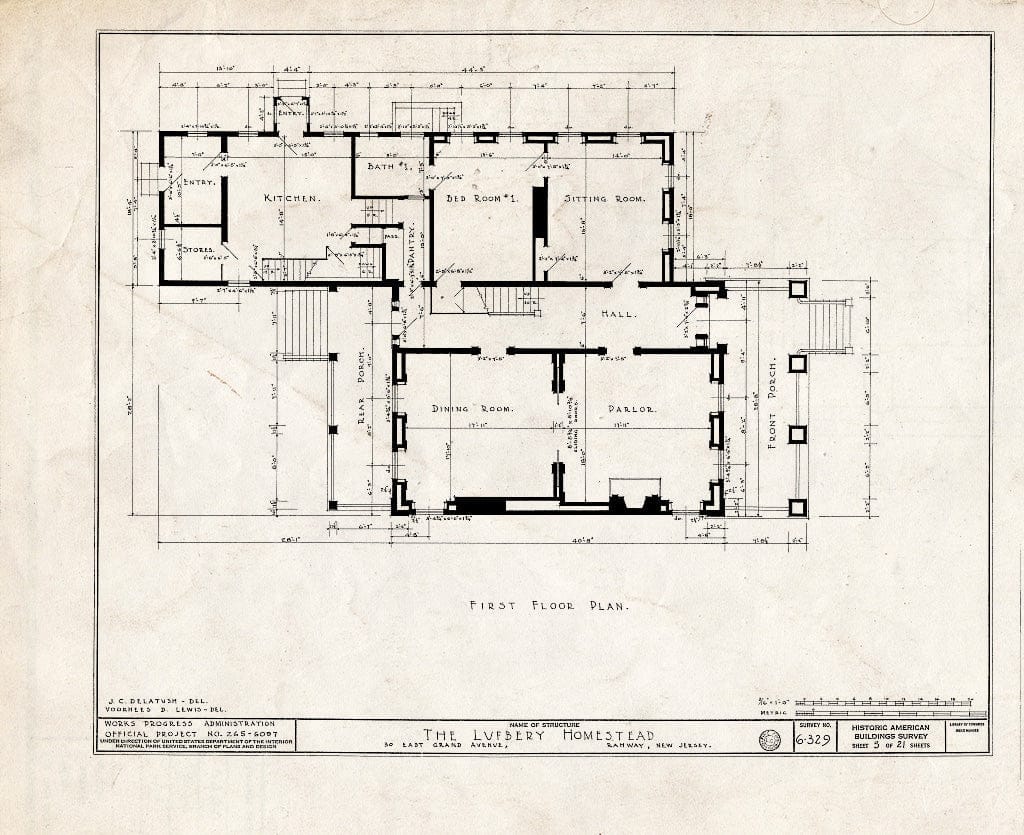 Blueprint HABS NJ,20-RAH,2- (Sheet 5 of 21) - Lufberry Homestead, 30 East Grand Avenue, Rahway, Union County, NJ