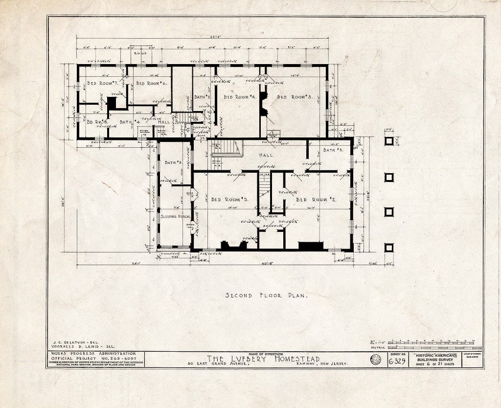 Blueprint HABS NJ,20-RAH,2- (Sheet 6 of 21) - Lufberry Homestead, 30 East Grand Avenue, Rahway, Union County, NJ