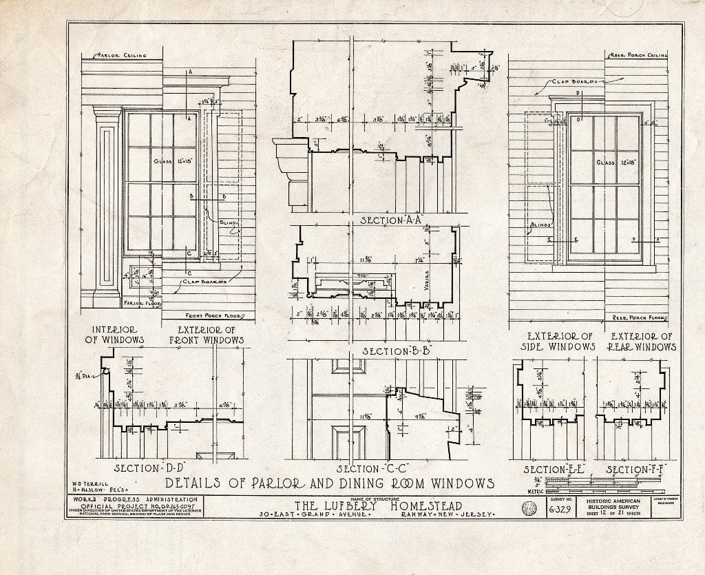 Blueprint HABS NJ,20-RAH,2- (Sheet 12 of 21) - Lufberry Homestead, 30 East Grand Avenue, Rahway, Union County, NJ