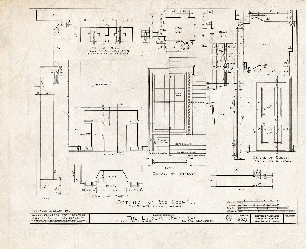 Blueprint HABS NJ,20-RAH,2- (Sheet 13 of 21) - Lufberry Homestead, 30 East Grand Avenue, Rahway, Union County, NJ