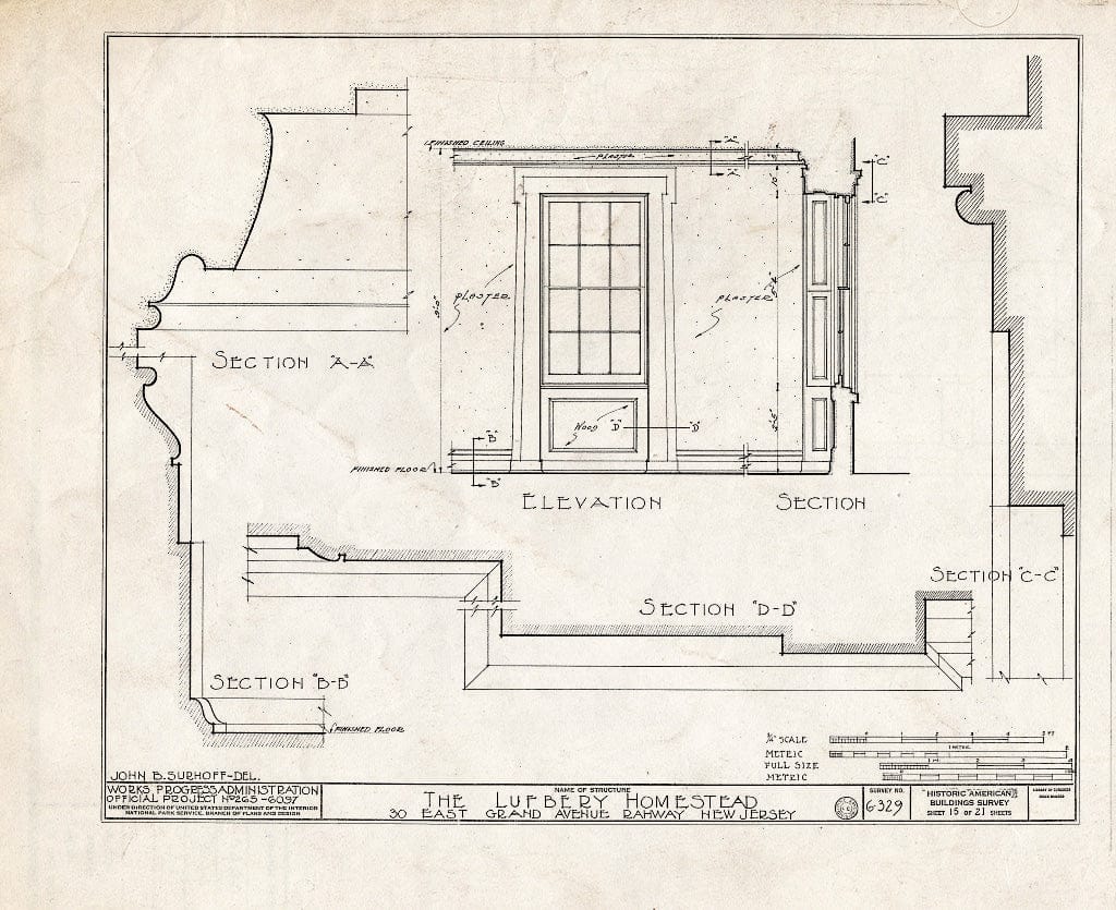 Blueprint HABS NJ,20-RAH,2- (Sheet 15 of 21) - Lufberry Homestead, 30 East Grand Avenue, Rahway, Union County, NJ