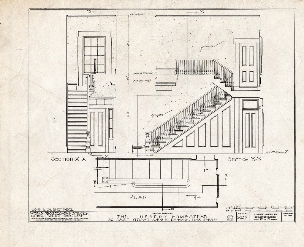 Blueprint HABS NJ,20-RAH,2- (Sheet 17 of 21) - Lufberry Homestead, 30 East Grand Avenue, Rahway, Union County, NJ