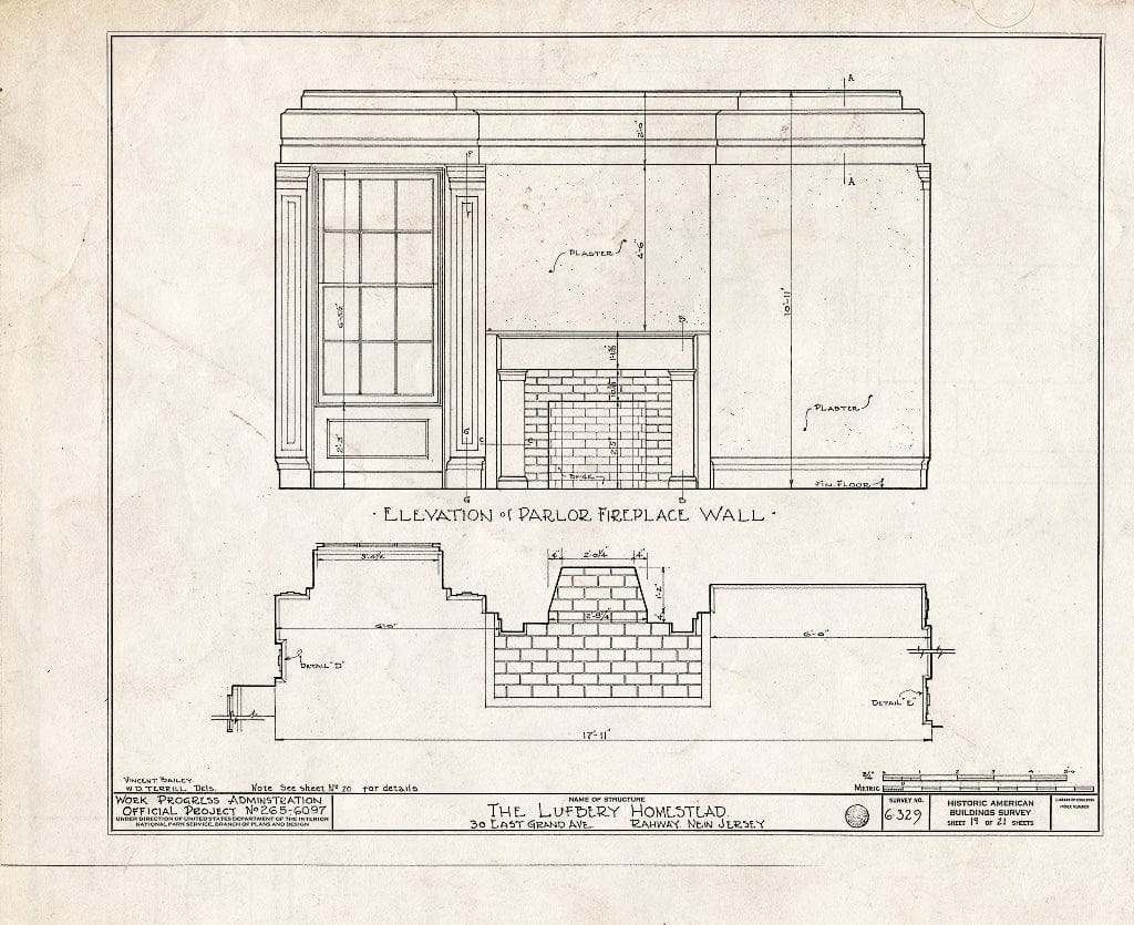 Blueprint HABS NJ,20-RAH,2- (Sheet 19 of 21) - Lufberry Homestead, 30 East Grand Avenue, Rahway, Union County, NJ