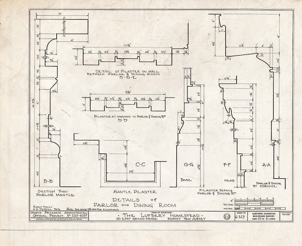 Blueprint HABS NJ,20-RAH,2- (Sheet 20 of 21) - Lufberry Homestead, 30 East Grand Avenue, Rahway, Union County, NJ
